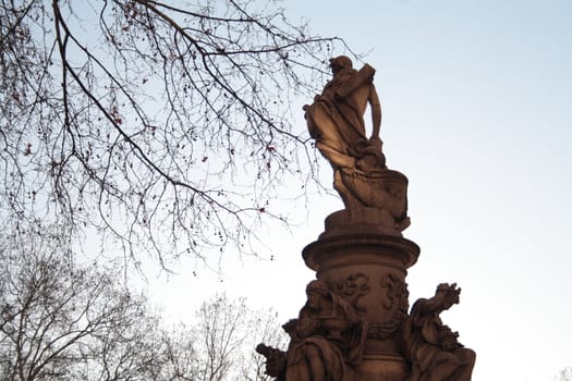 The Apollo sculpture on the Paseo del Prado in Madrid, at the dawn.