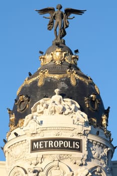 The Metropolis Building at Alcala Street and Gran Vía Junction in Madrid.