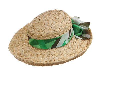 Sun Hat with Scarf isolated with clipping path       