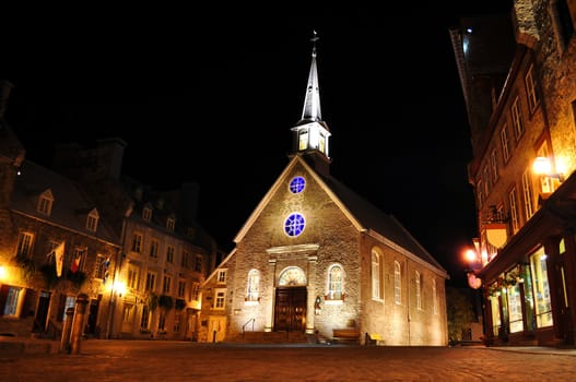 View of the old Quebec City at night.