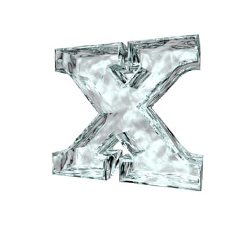 frozen uppercase letter X on white background - 3d illustration