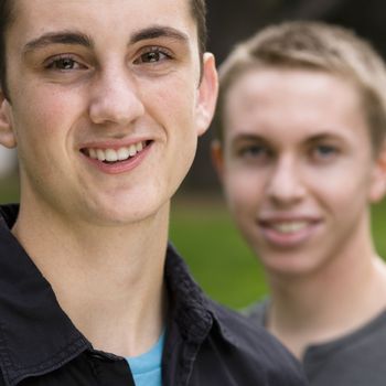 Portrait of Two Teen Boys in a Park