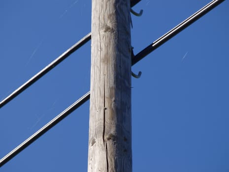 structure of wood on the electric pole