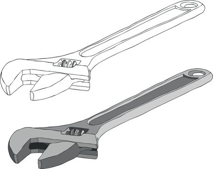 An adjustable spanner, shifting spanner, shifter or adjustable angle head wrench