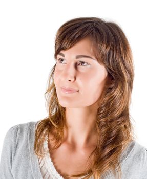 Shot of young beautiful brunette woman in studio