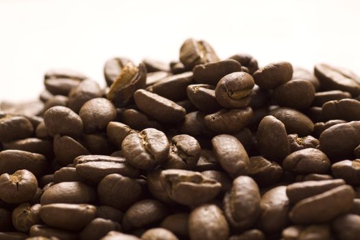 Roasted coffee beans on jute sacking
