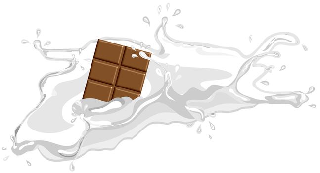 illustration of milk with chocolate