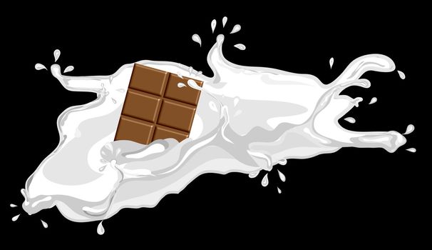 illustration of milk with chocolate