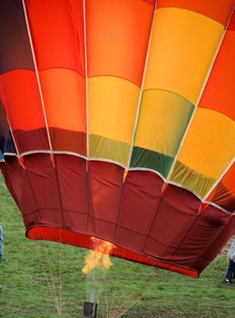 Hot air balloon festival in rural North Carolina.Heating up the balloon