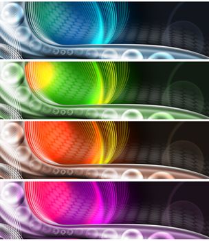 Four banners or technological background with multicolored shades