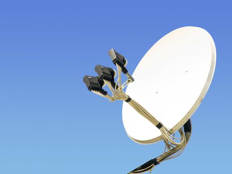 small satellite antenna on the blue sky background