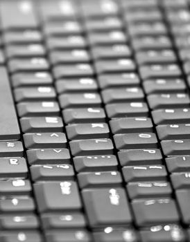 close up of a black keyboard from a laptop