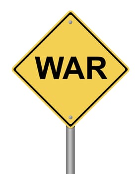blank yellow war warning sign on white background