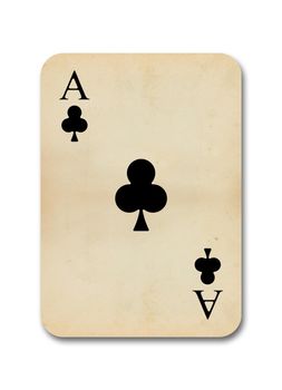 isolated old vintage aces playing card