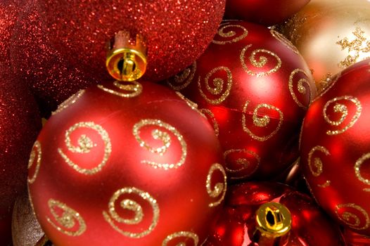 background of red and golden christmas balls