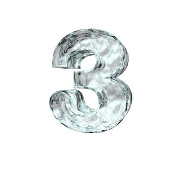 frozen number three on white background - 3d illustration