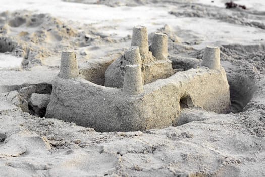 Sand castle in a beach