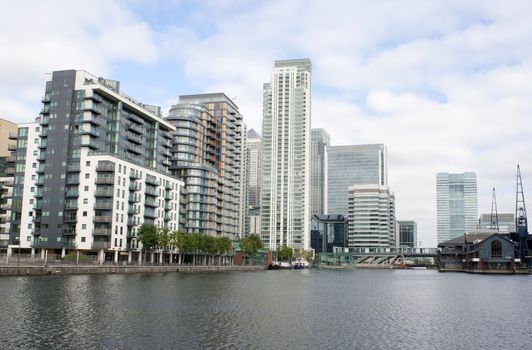 High rise apartment buildings by the riverside