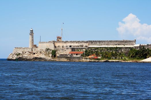 The colonial "El Morro" castle in the entrance of the bay of Havana