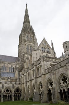 A view of the spire of Salisbury Cathedral, the tallest in UK