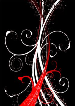 Red and black floral background with copy space for text