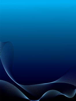 Dark blue abstract background with copyspace and wavy design