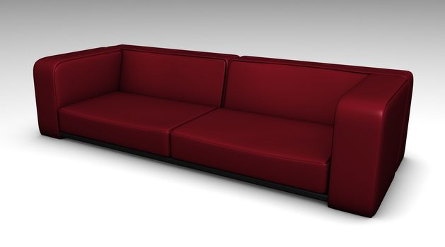 Red Leather Sofa in 3d Furniture Illustration