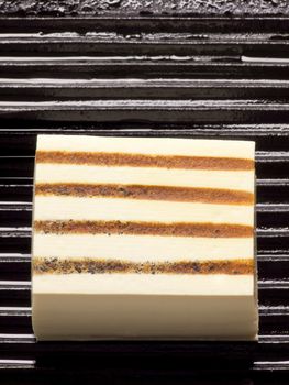 close up of a slab of tofu on a grill