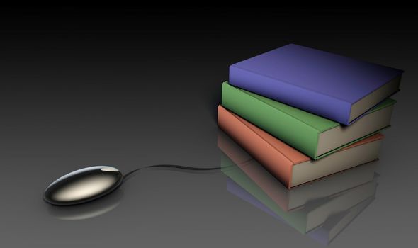 Online Research Concept Using Web Mouse and Books