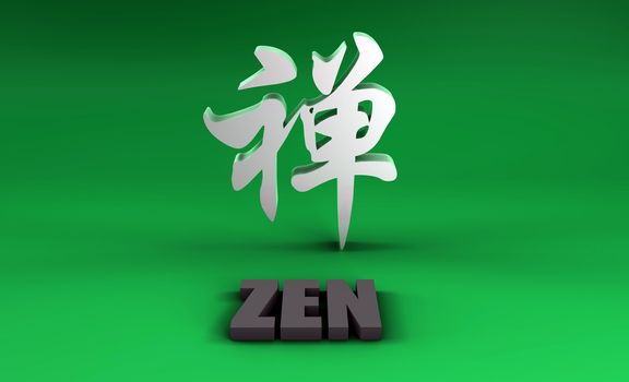 Zen in Kanji With a Green Background