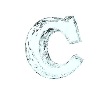 frozen uppercase letter C on white background - 3d illustration