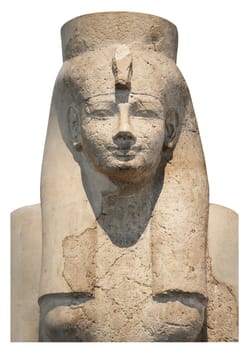 Statue of an Egyptian queen or goddess isolated in white