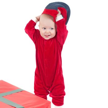 Studio shot of cute little christmas baby