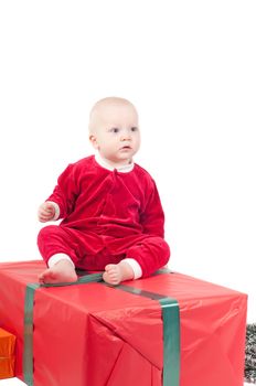 Studio shot of cute little christmas baby