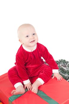 Studio shot of cute little christmas baby