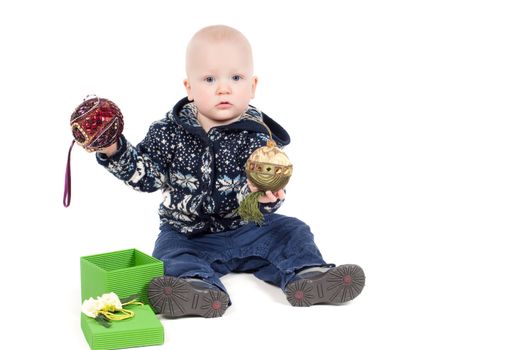 Studio shot of cute little christmas baby