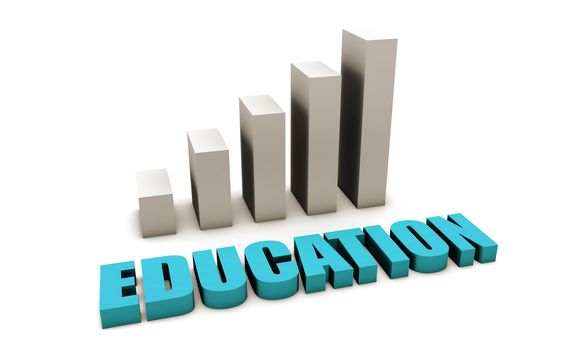 Blue Education Increasing in 3d With Bar Graph