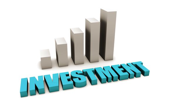 Blue Investment Returns in 3d With Bar Graph