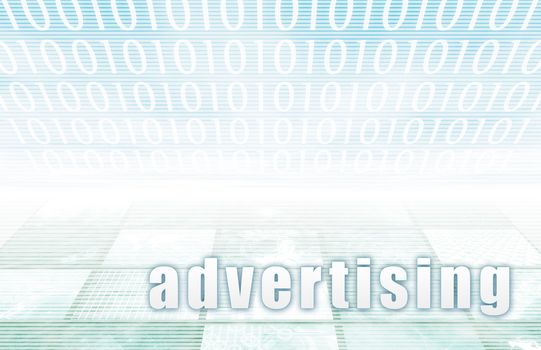 Advertising on a Clear Blue Tech Background