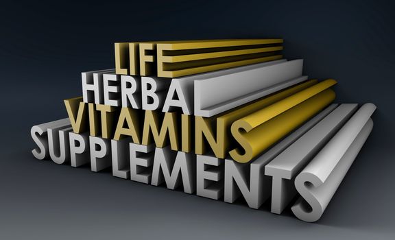 Herbal Supplements and Vitamins for Life in 3d