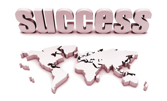 Global Success With 3d Text and International Map