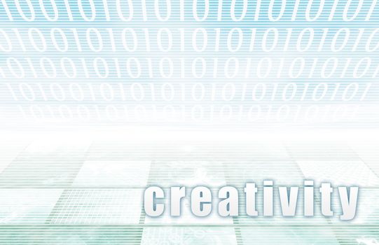 Creativity on a Clear Blue Tech Background