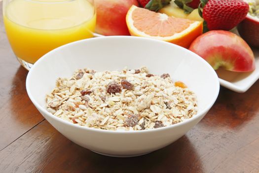 Muesli with Mixed Sliced Fruits Breakfast Meal