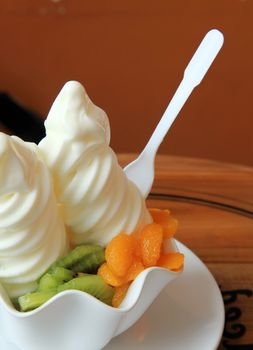 Frozen Yoghurt Ice Cream with Mixed Fruits