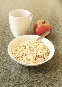 Muesli Breakfast with Fruit and Coffee Food