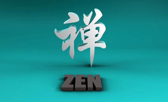 Zen in Kanji With a Blue Background