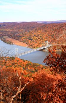 The foliage scenery at Hudson River region in New York State