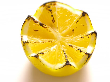 close up of a grilled lemon