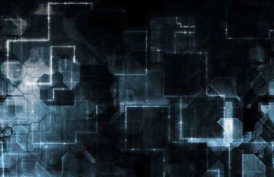 Blue Abstract as a Network Data Energy Grid