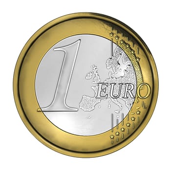 One golden euro coin
